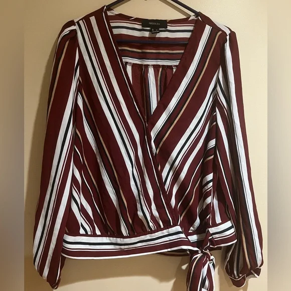 Maroon Striped Blouse - Picture 1 of 5